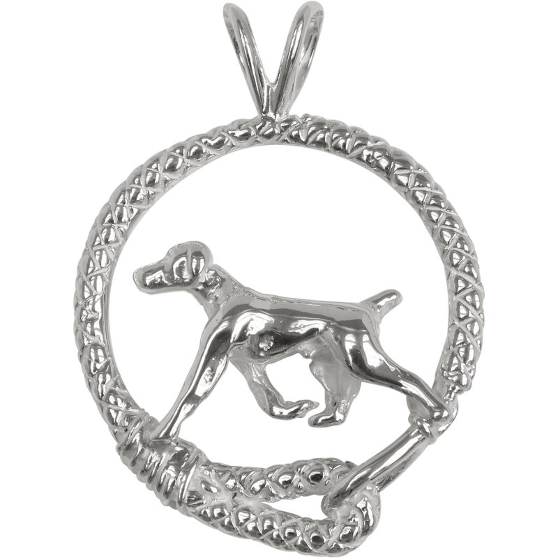German Shorthaired Pointer in Solid Sterling Silver Leash Pendant