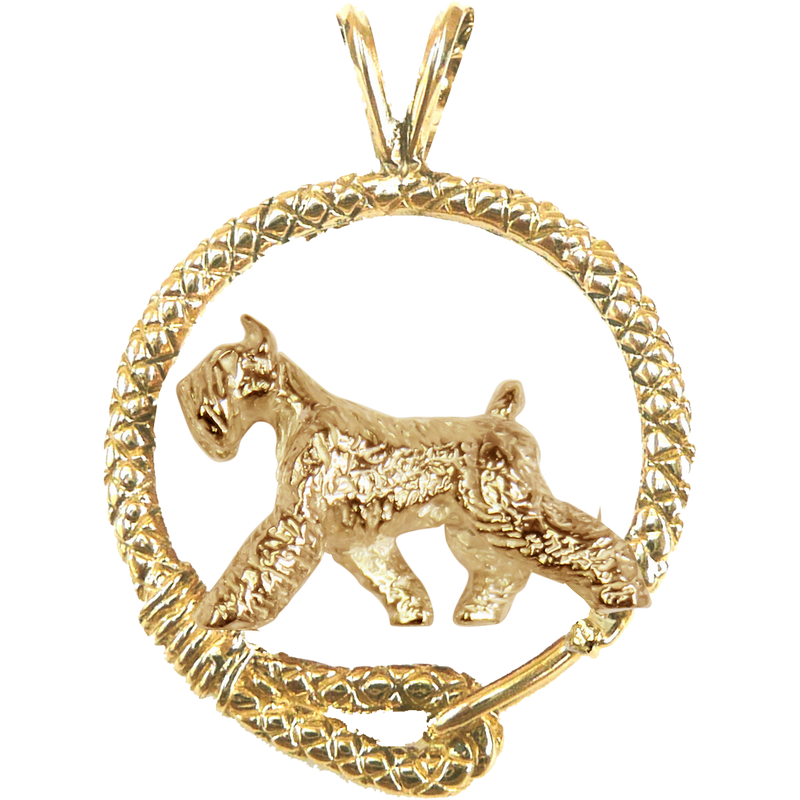 Giant Schnauzer Solid 14K Gold Leash Pendant