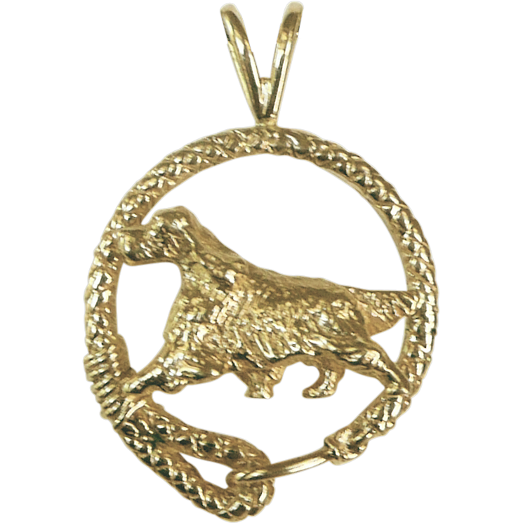 Solid 14K Gold Gordon Setter Leash Pendant