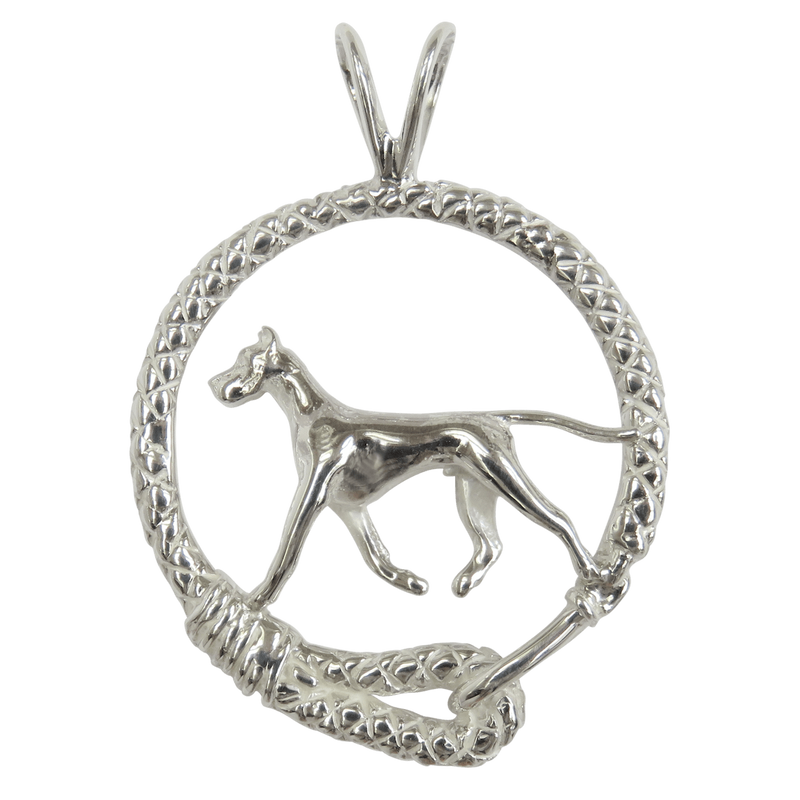 Great Dane in Solid Sterling Silver Leash Pendant