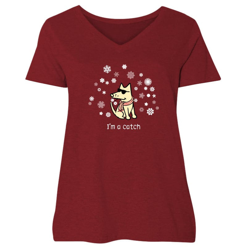 I'm a Catch - Ladies Curvy V-Neck Tee