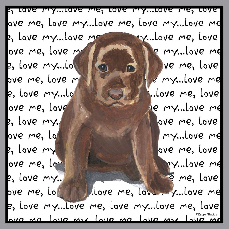 Chocolate Labrador Retrieve Puppy Love Text - Adult Unisex Crewneck Sweatshirt