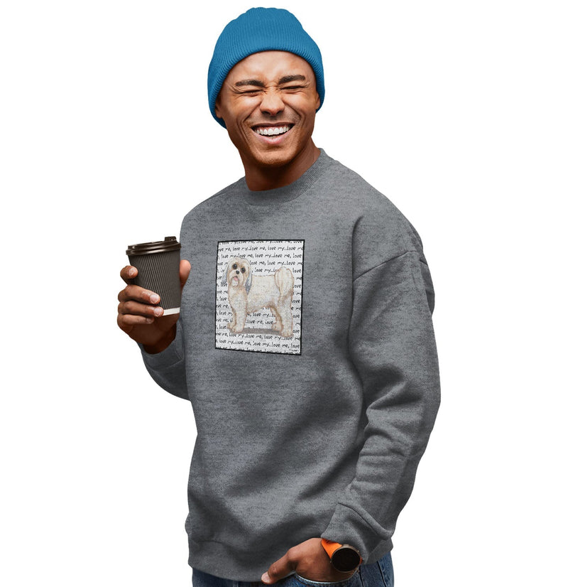 Short Haired Lhasa Apso Love Text - Adult Unisex Crewneck Sweatshirt