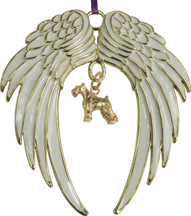 Miniature Schnauzer Gold Plated Holiday Angel Wing Ornament