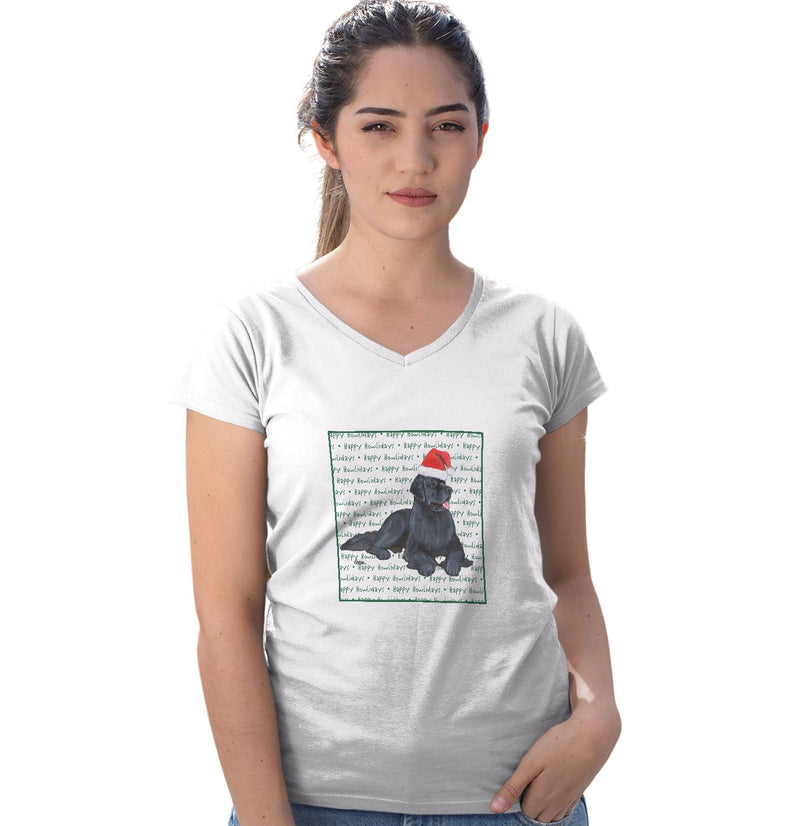 Newfoundland Happy Howlidays Text - Women's V-Neck T-Shirt