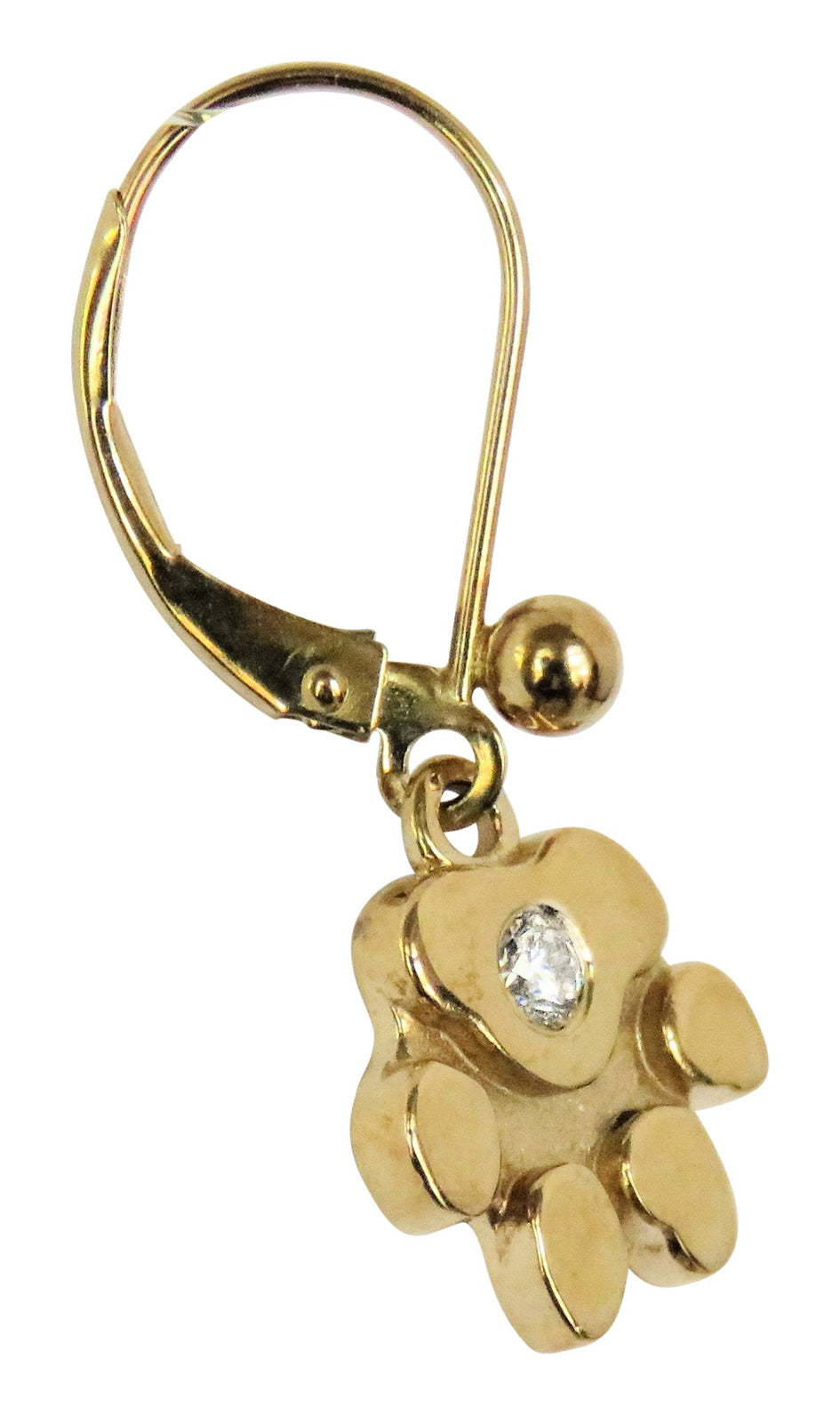 14K Gold Dog Paw Earrings with 2MM Diamond Accents