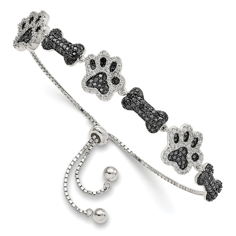 Cubic Zirconia Paws And Bones Bracelet