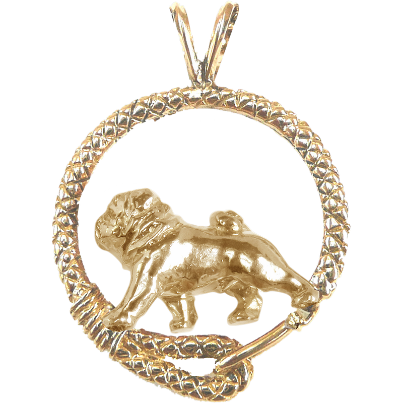Solid 14K Gold Pug Leash Pendant