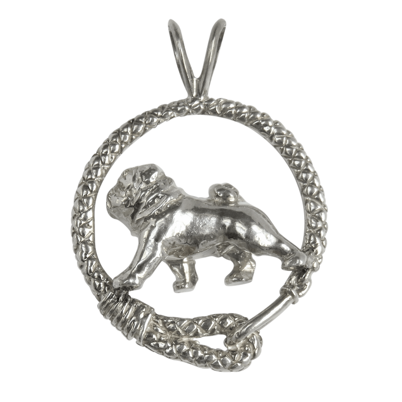 Pug in Solid Sterling Silver Leash Pendant