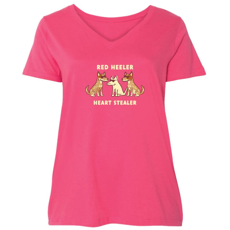 Red Heeler Heart Stealer - Ladies Plus V-Neck Tee