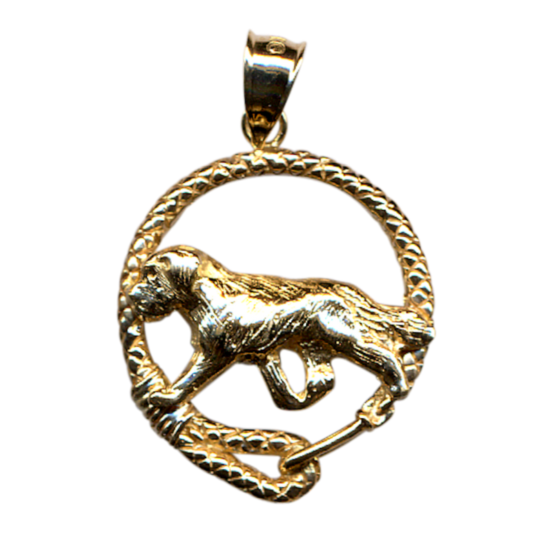 Solid 14K Gold Saint Bernard Leash Pendant