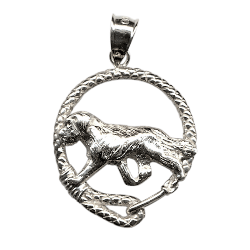 Saint Bernard in Solid Sterling Silver Leash Pendant