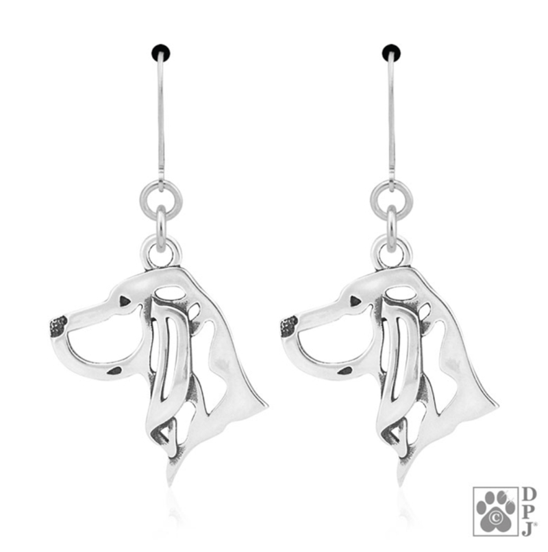 Black and Tan Coonhound Sterling Silver Earrings