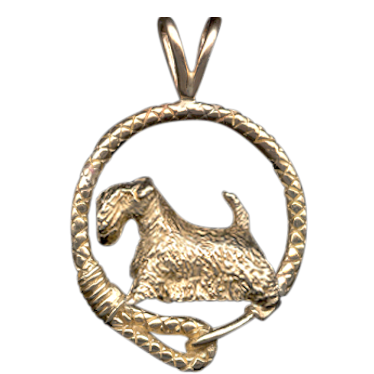 Solid 14K Gold Sealyham Terrier Leash Pendant