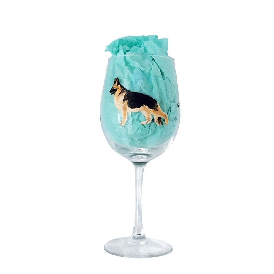 Hand-Painted Dog Breed Wine Glass - Herding Group