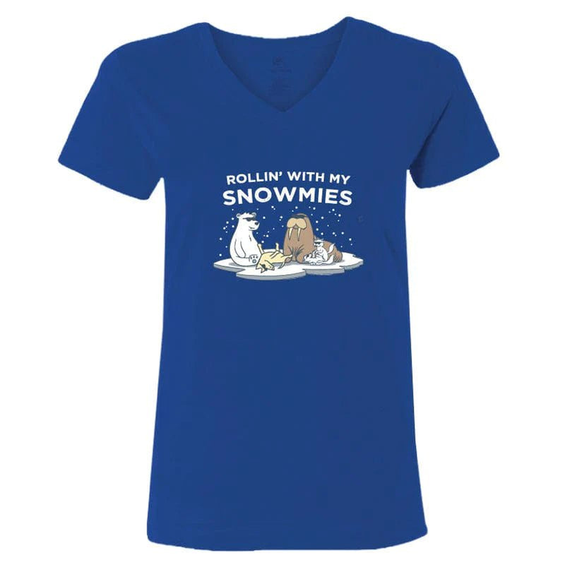 Rollin With My Snowmies - Ladies T-Shirt V-Neck