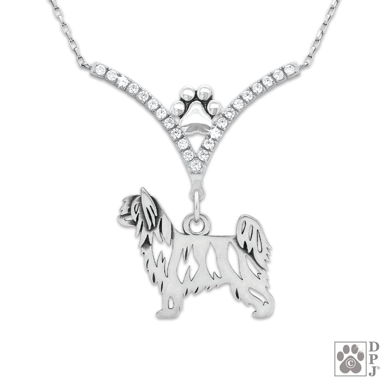Chinese Crested Powder Puff VIP  CZ Necklace, Body