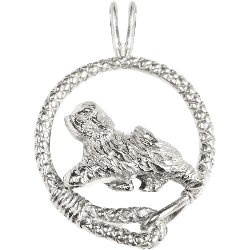 Tibetan Terrier in Solid Sterling Silver Leash Pendant