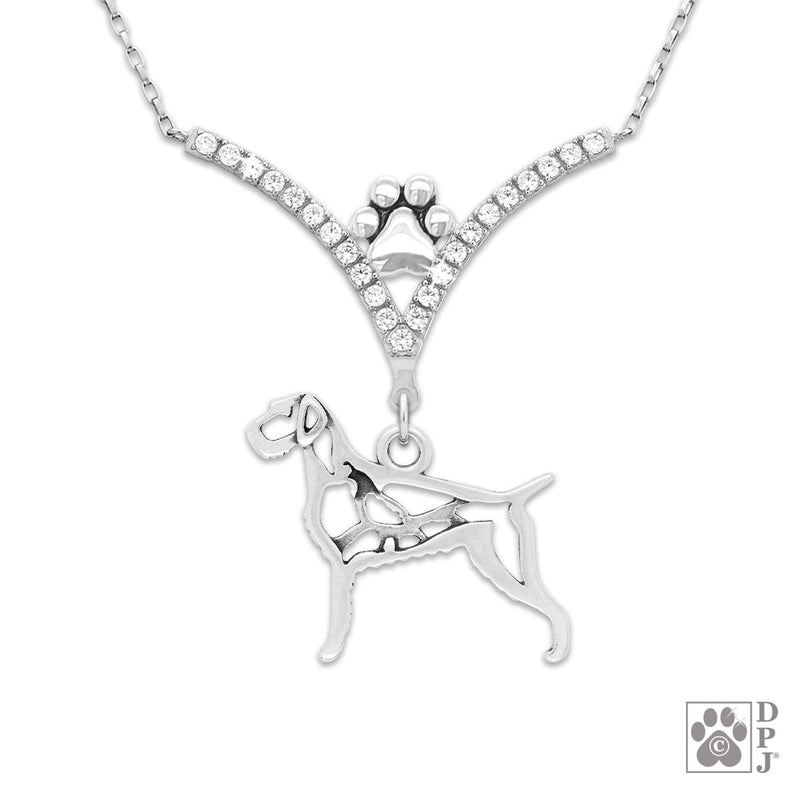 German Wirehaired Pointer VIP  CZ Necklace, Body