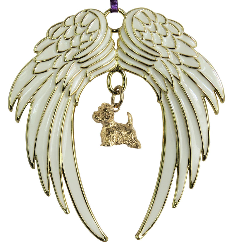 West Highland White Terrier Westie Gold Plated Holiday Angel Wing Ornament