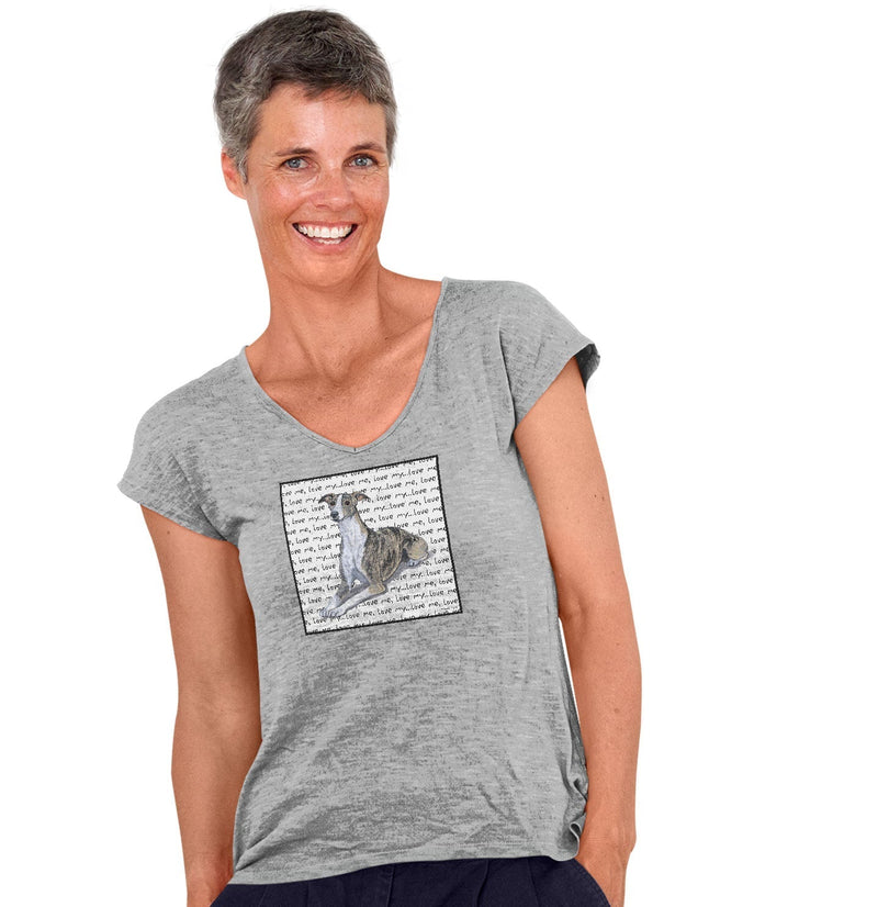 Whippet Love Text - Women's V-Neck T-Shirt