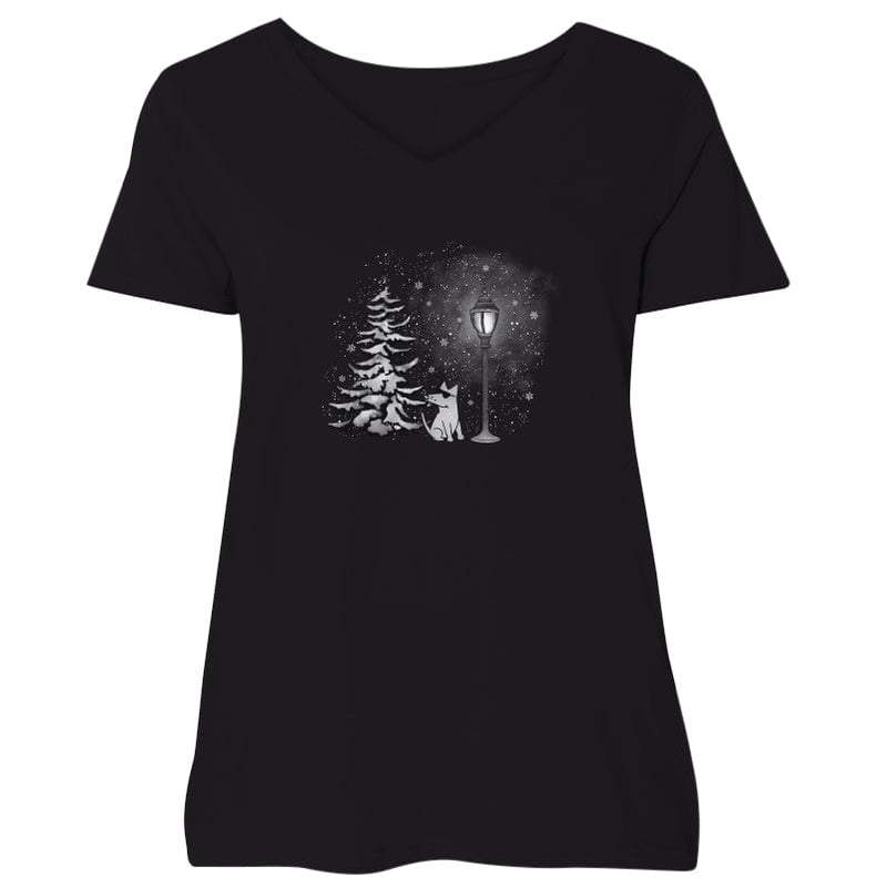 Winter Lampost - Ladies Plus V-Neck Tee