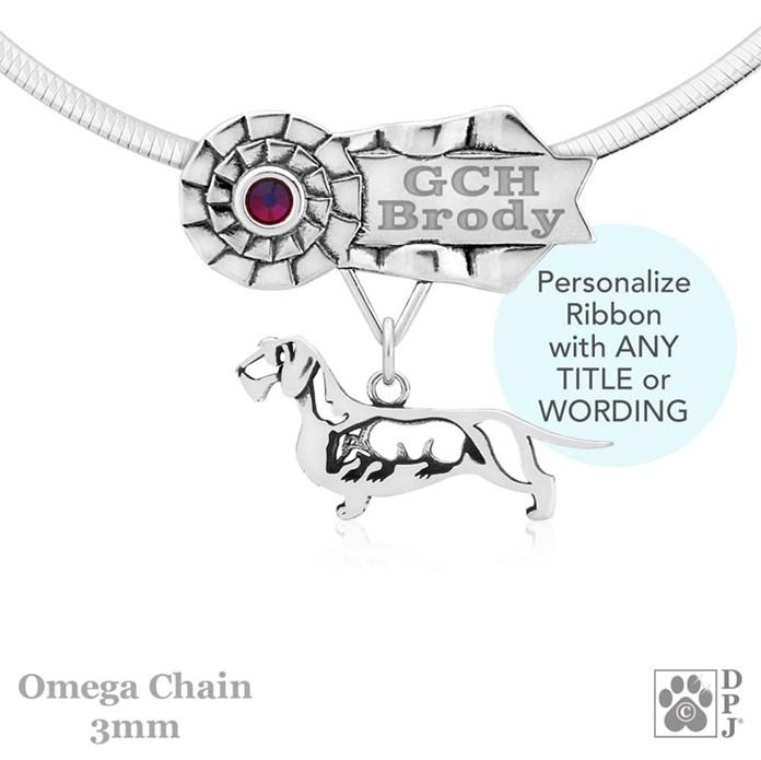 Dachshund, Wirehaired, Body, Engravable Ribbon Charm Holder