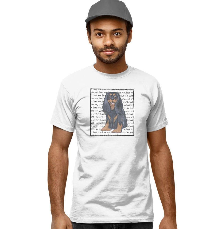 Black & Tan Cavalier King Charles Spaniel Love Text - Adult Unisex T-Shirt