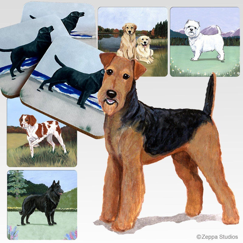 Airedale Terrier Scenic Square Coaster