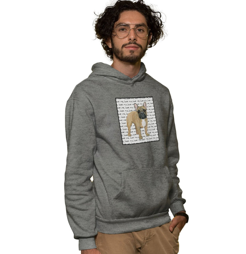 Fawn French Bulldog Love Text - Adult Unisex Hoodie Sweatshirt