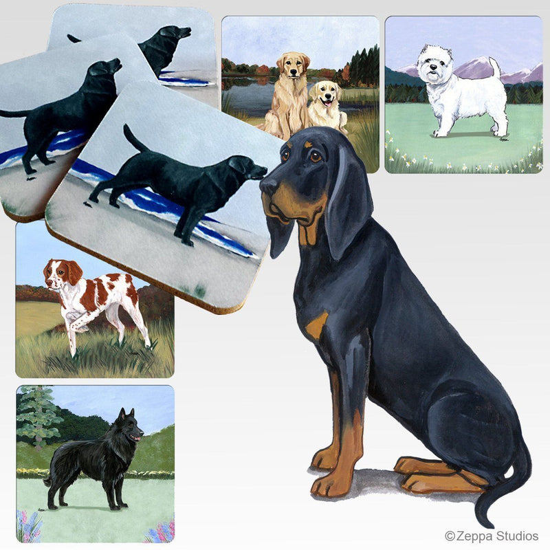 Black and Tan Coonhound Scenic Square Coaster
