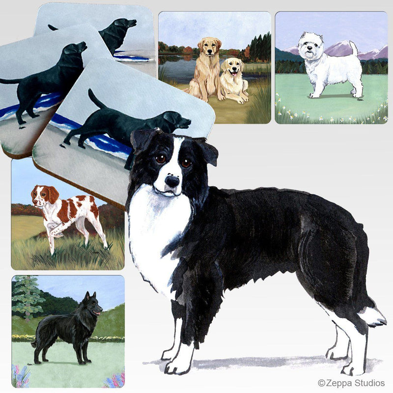 Border Collie Scenic Square Coaster
