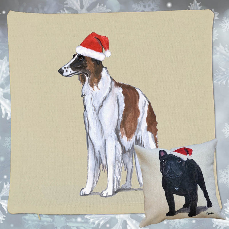 Borzoi Santa Pillow Cover