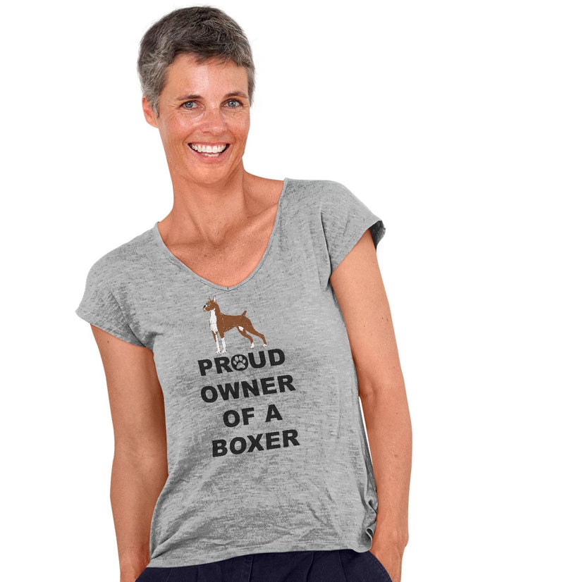 Boxer Proud Owner - Women's V-Neck T-Shirt