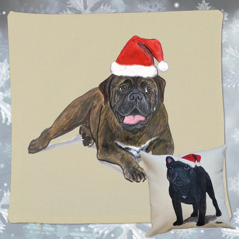 Bullmastiff Santa Pillow Cover