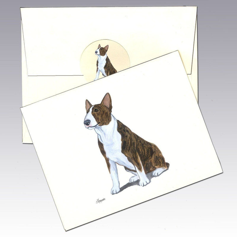 Bull Terrier, Brindle and White Note Cards