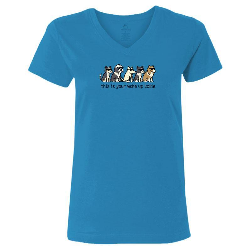 This Is Your Wake Up Collie - Ladies T-Shirt V-Neck