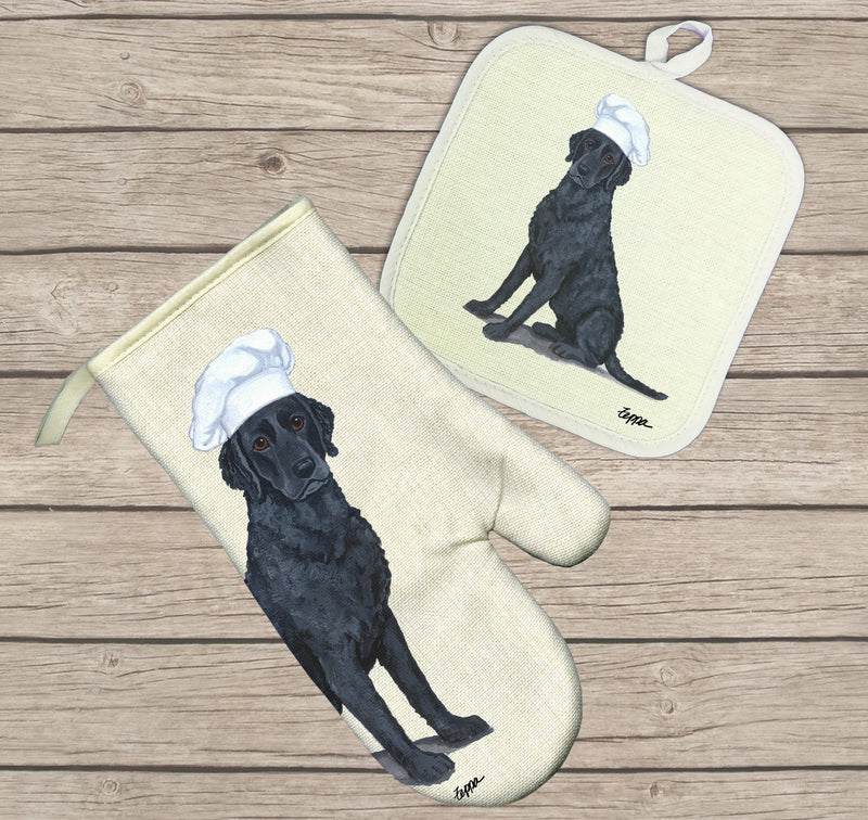 Curly-Coated Retriever Oven Mitt and Pot Holder