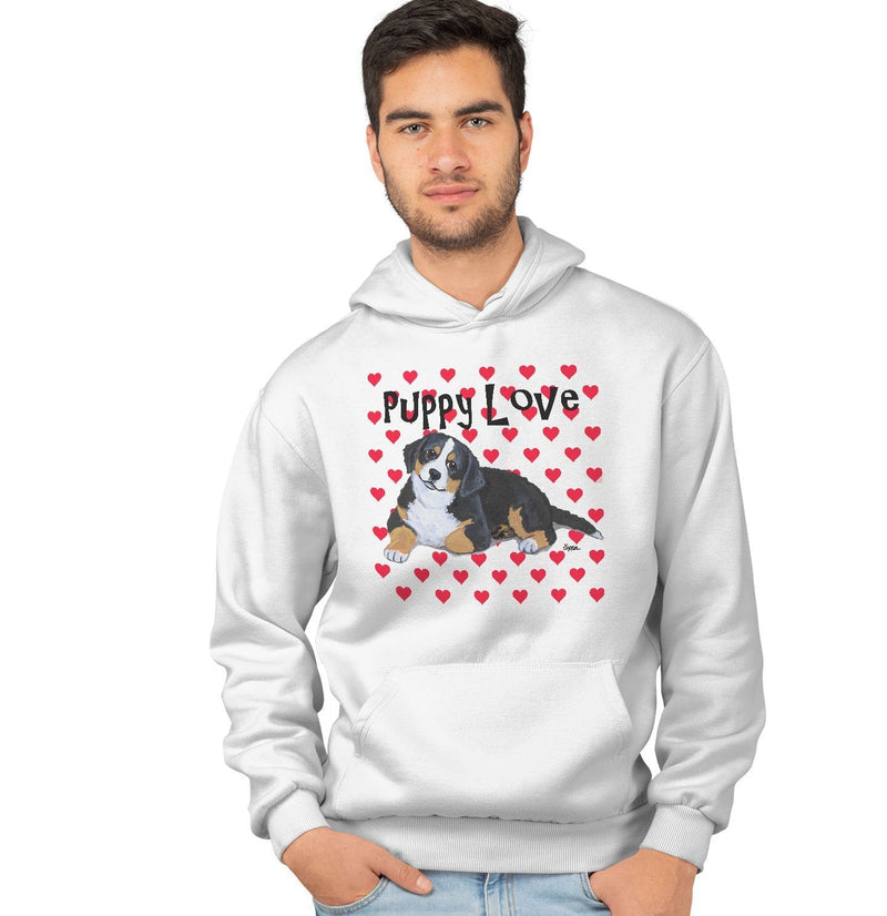 Bernese Mountain Dog Puppy Love - Adult Unisex Hoodie Sweatshirt