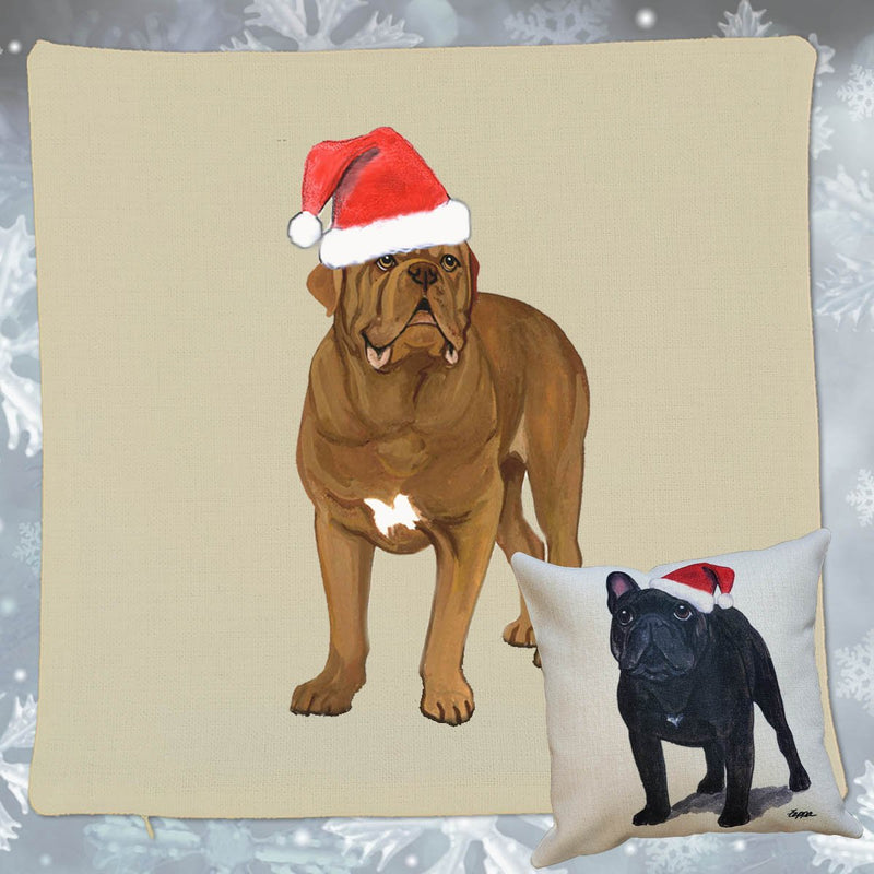Dogue de Bordeaux Santa Pillow Cover