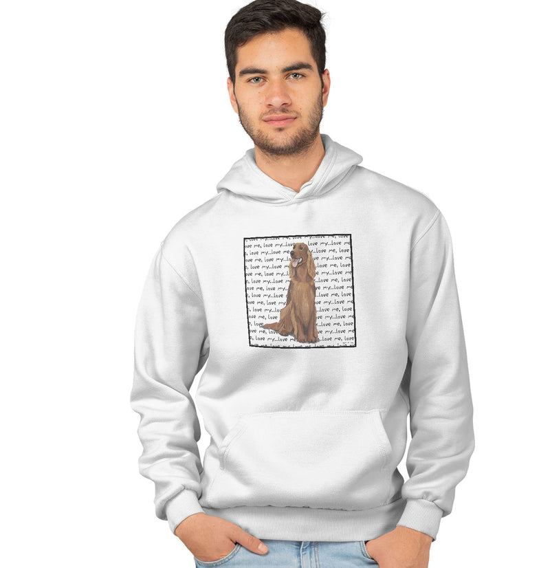 Irish Setter Love Text - Adult Unisex Hoodie Sweatshirt