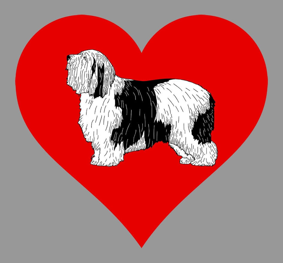 Polish Lowland Sheepdog on Heart Left Chest - Unisex Full-Zip Hoodie Sweatshirt