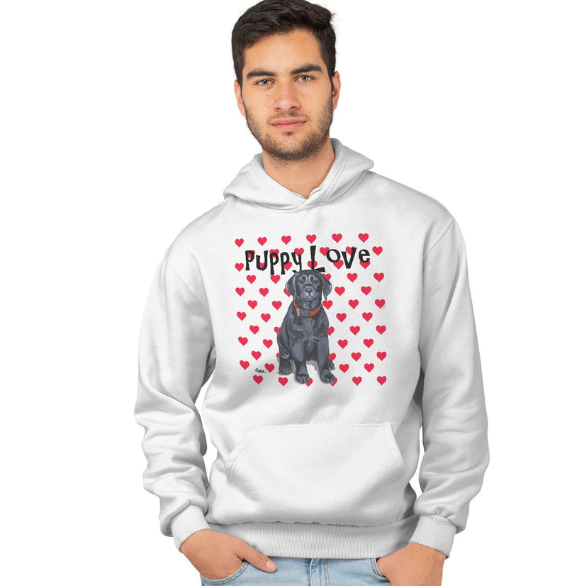 Black Labrador Retriever Puppy Love - Adult Unisex Hoodie Sweatshirt
