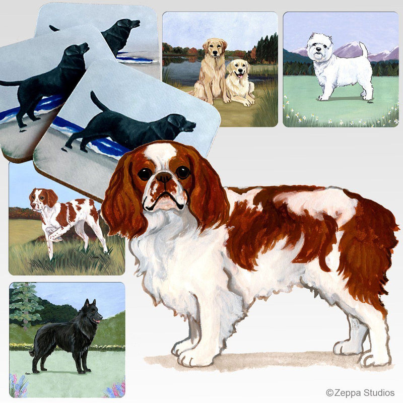 English Toy Spaniel, Blenheim Scenic Square Coaster