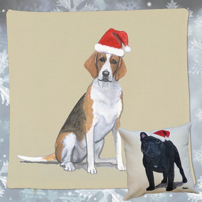 American Foxhound Santa Pillow Cover