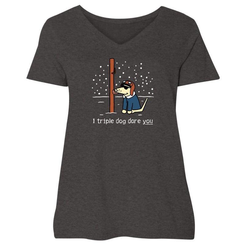 I Triple Dog Dare Ya - Ladies Curvy V-Neck Tee