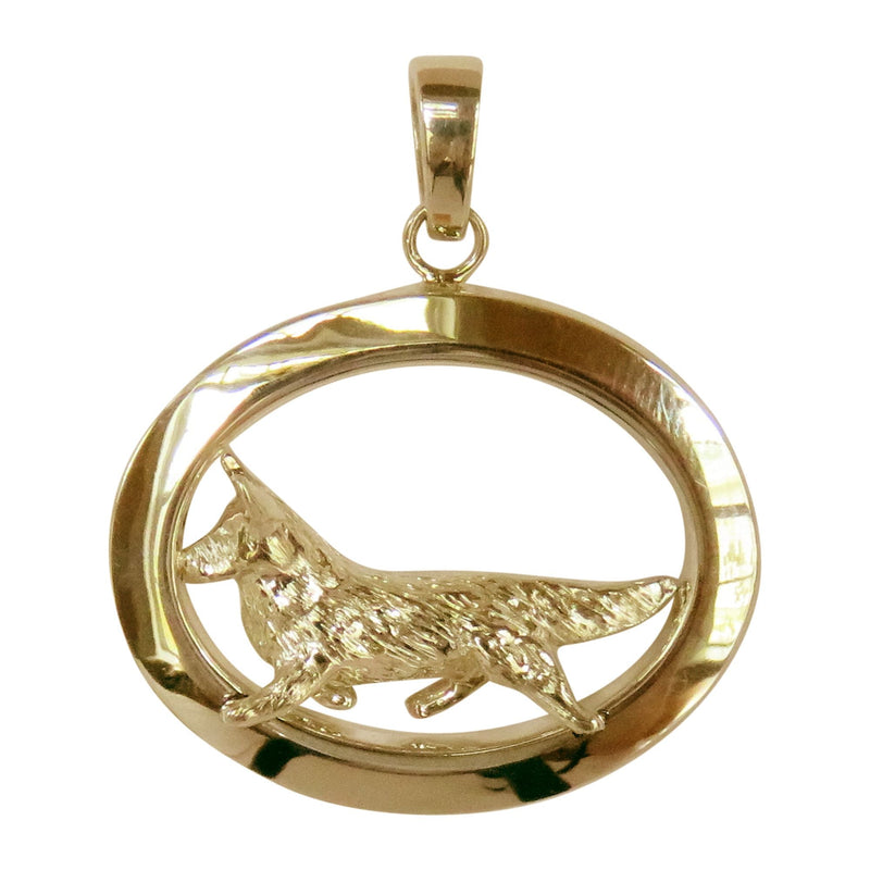 Cardigan Corgi in 14K Gold Solid Circle Pendant