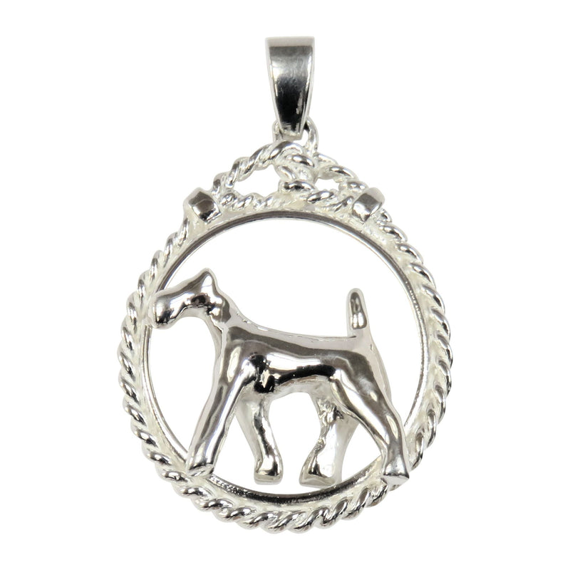 Irish Terrier in Sterling Silver Braided Leash Pendant