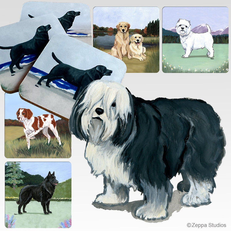 Polish Lowland Sheepdog Scenic Square Coaster