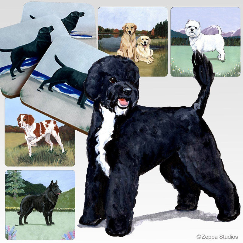 Portuguese Water Dog Scenic Square Coaster